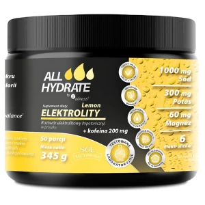 ALLHydrate - Elektrolity Lemon + Kofeina 200mg - 345g ALLHydrate - Elektrolity Lemon + Kofeina 200mg - 345g